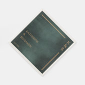 Serviette En Papier Mariage élégant et moderne Emerald Green Black (Coin)