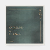 Serviette En Papier Mariage élégant et moderne Emerald Green Black (Devant)