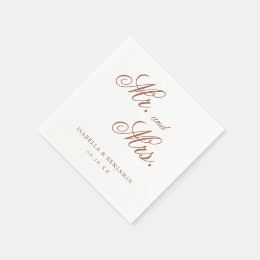 Serviette En Papier Mariage élégant et traditionnel en terre cuite (Coin)