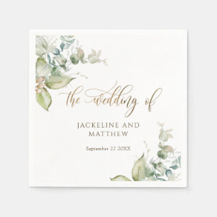 Serviette En Papier Mariage élégant Eucalyptus verdure