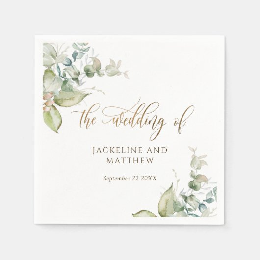 Serviette En Papier Mariage élégant Eucalyptus verdure (Devant)