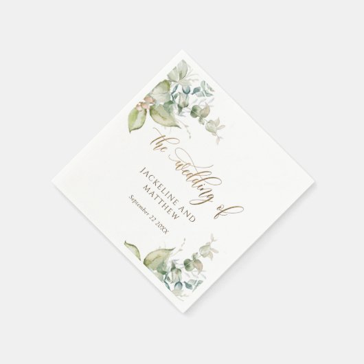 Serviette En Papier Mariage élégant Eucalyptus verdure (Coin)