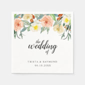 Serviette En Papier Mariage élégant floral de Pêche (Devant)