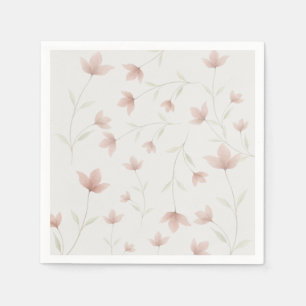 Serviette En Papier Mariage Élégant Floral Rose Pâle Minimaliste