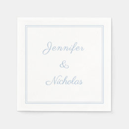 Serviette En Papier Mariage Élégant Formel Bleu Poudré Script