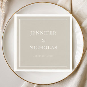 Serviette En Papier Mariage Élégant Formel Taupe