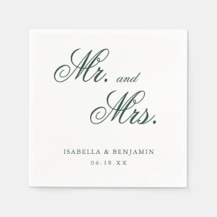 Serviette En Papier Mariage Élégant Formel Vert Forestier Traditionnel
