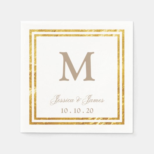 Serviette En Papier Mariage élégant Gold Modern Cocktail (Devant)