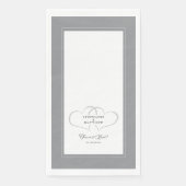 Serviette En Papier Mariage élégant Grey & Coeurs blancs Pour toujours (Devant)