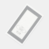 Serviette En Papier Mariage élégant gris blanc Mr & Mrs cœurs chic (Coin)