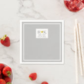 Serviette En Papier Mariage élégant Gris monogramme (En situation)