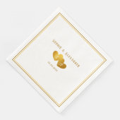 Serviette En Papier Mariage Élégant Initiales Double Cœur (Coin)