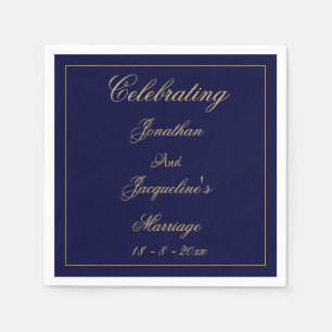 Serviette En Papier Mariage élégant Livre d'or bleu marine personnalis