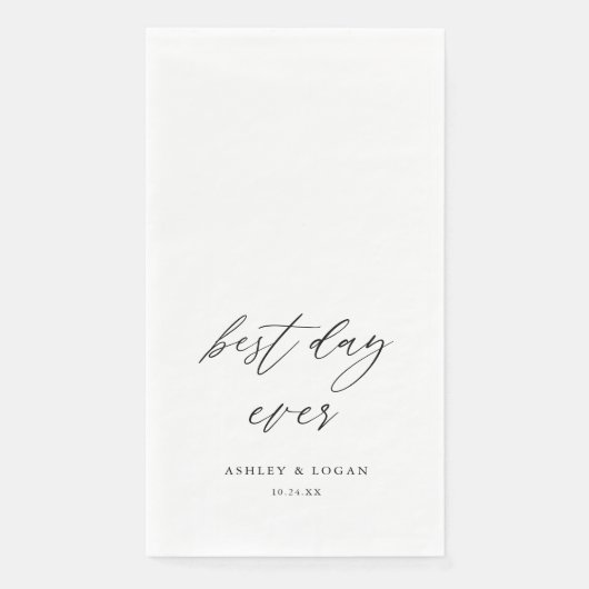 Serviette En Papier Mariage Elégant Meilleur Jour (Devant)