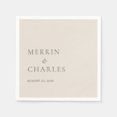 Serviette En Papier Mariage élégant Merrin Beige (Devant)