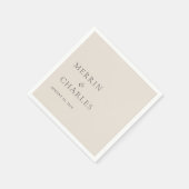 Serviette En Papier Mariage élégant Merrin Beige (Coin)