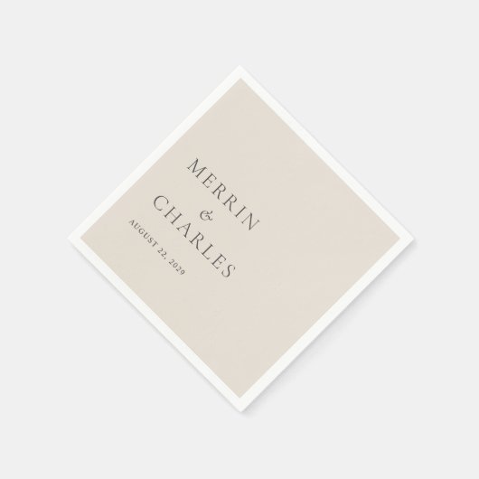 Serviette En Papier Mariage élégant Merrin Beige (Coin)