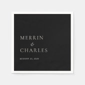 Serviette En Papier Mariage élégant Merrin Black (Devant)