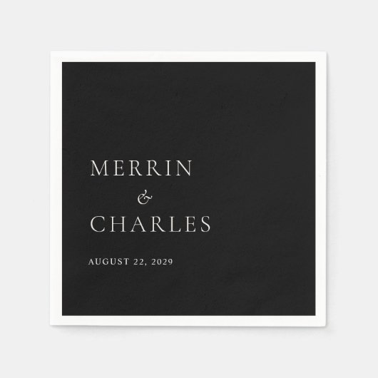Serviette En Papier Mariage élégant Merrin Black (Devant)