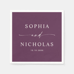 Serviette En Papier Mariage Élégant Minimaliste avec Écriture Plum Pou