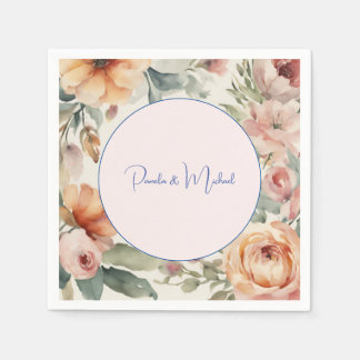 Serviette En Papier Mariage Élégant minimaliste classique floral