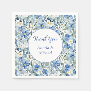 Serviette En Papier Mariage élégant minimaliste classique Merci bleu c