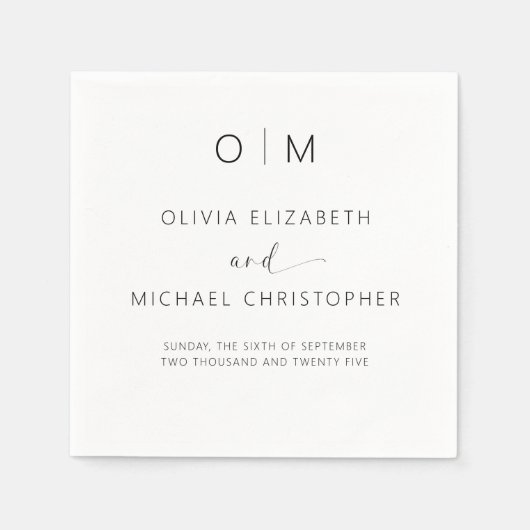 Serviette En Papier Mariage élégant minimaliste moderne (Devant)