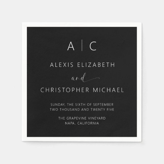 Serviette En Papier Mariage élégant minimaliste moderne (Devant)