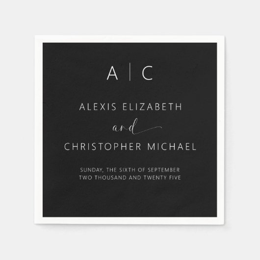 Serviette En Papier Mariage élégant minimaliste moderne (Devant)