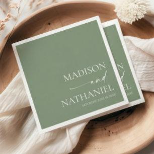 Serviette En Papier Mariage Élégant Minimaliste Moderne Vert Sauge
