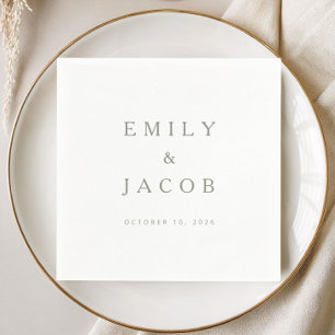 Serviette En Papier Mariage Élégant Minimaliste Vert Sauge