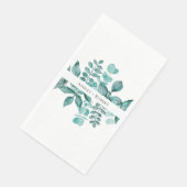Serviette En Papier Mariage élégant moderne à l'aquarelle avec verdure (Coin)