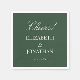 Serviette En Papier Mariage élégant moderne à l'argent vert classique