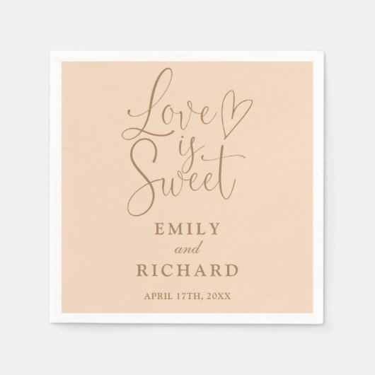 Serviette En Papier Mariage Élégant Moderne Doux Pêche Doux (Devant)