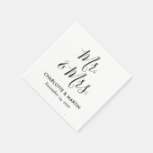 Serviette En Papier Mariage élégant moderne en écriture cursive M. & M (Coin)