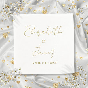 Serviette En Papier Mariage élégant moderne minimaliste écriture or