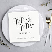 Serviette En Papier Mariage élégant moderne Mr et Mrs script