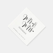 Serviette En Papier Mariage élégant moderne Mr et Mrs script (Coin)