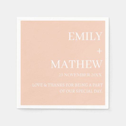 SERVIETTE EN PAPIER MARIAGE ÉLÉGANT MODERNE PERSONNALISÉ CLASSIQUE STY (Devant)
