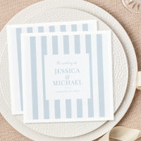Mariage élégant moderne rayé bleu poussiéreux