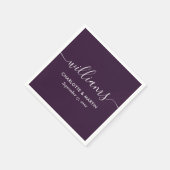 Serviette En Papier Mariage élégant moderne violet écriture (Coin)