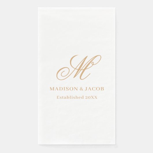 Serviette En Papier Mariage élégant monogramme (Devant)
