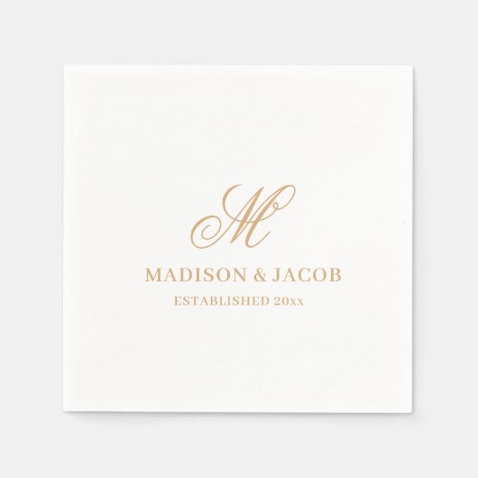 Serviette En Papier Mariage élégant monogramme (Devant)