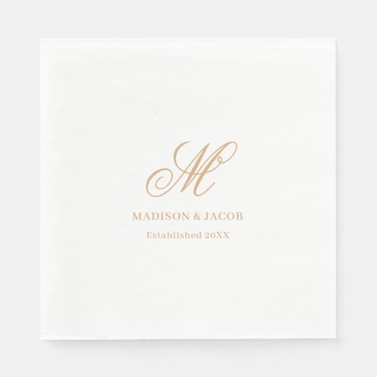 Serviette En Papier Mariage élégant monogramme (Devant)