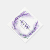 Serviette En Papier Mariage Élégant Monogramme Aquarelle Lavande (Coin)