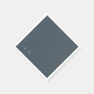 Serviette En Papier Mariage élégant Monogrammé bleu muet