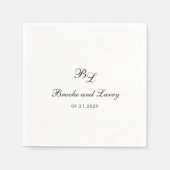 Serviette En Papier Mariage Élégant Monogramme Classique (Devant)