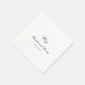 Serviette En Papier Mariage Élégant Monogramme Classique (Coin)