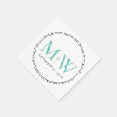 Serviette En Papier Mariage Élégant Monogramme Sarcelle (Coin)