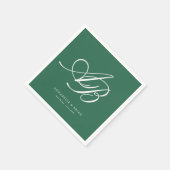 Serviette En Papier Mariage élégant Monogramme Vert (Coin)